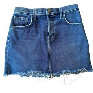 Current/Elliott Reese Mini Cut Off Skirt Womens Size 27 Blue Jean Western Grunge